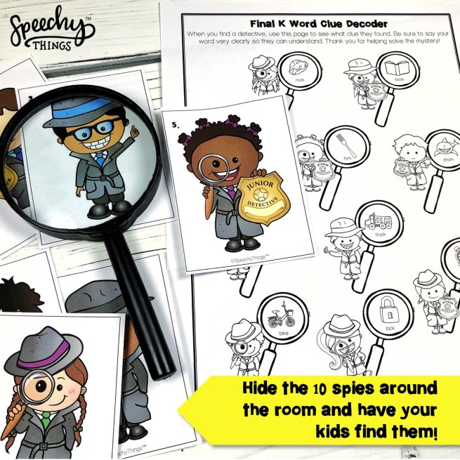 Image of Spy Game speech therapy activity.