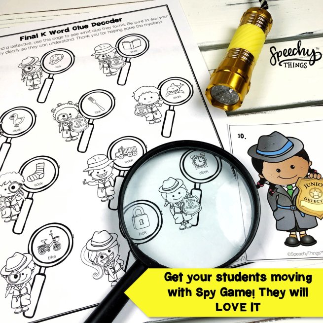 Image of Spy Game speech therapy activity.