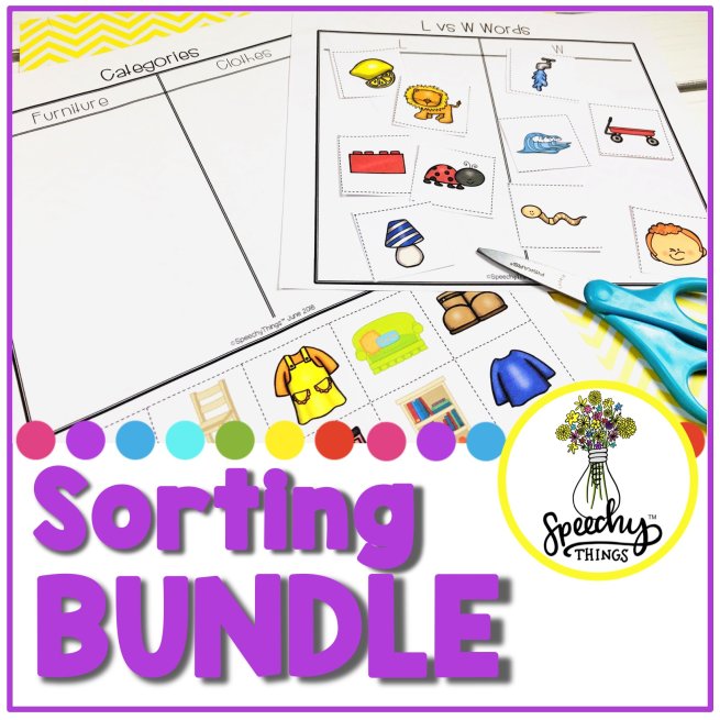 Image of sorting activities for speech therapy and language