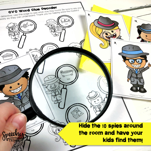 Image of Spy Game Apraxia speech therapy activity.