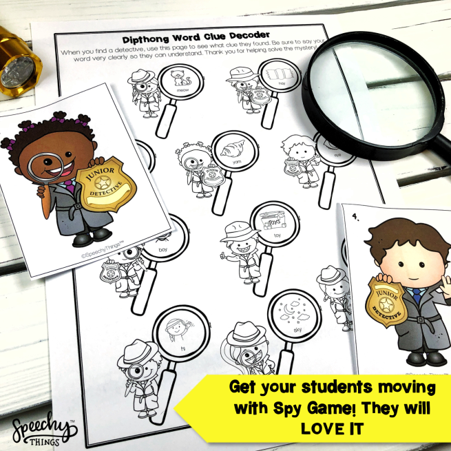 Image of Spy Game Apraxia speech therapy activity.