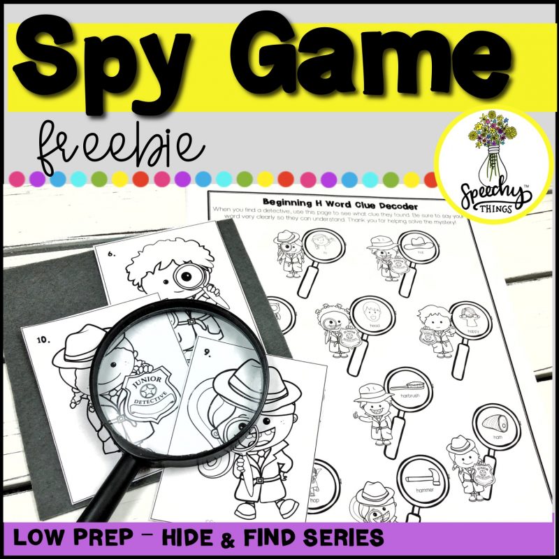 Image of Spy Game articulation game freebie for speech therapy.