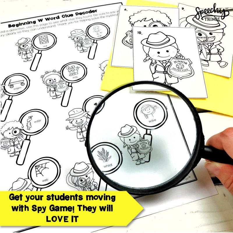 Image of Spy Game articulation game freebie for speech therapy.