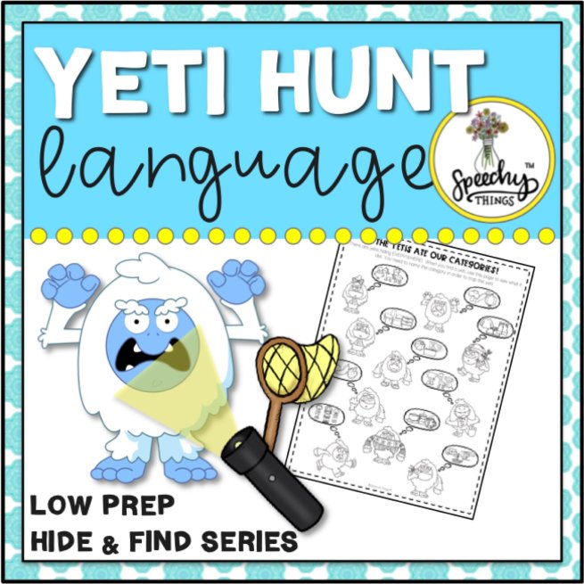 cover for speech therapy yeti language winter activities