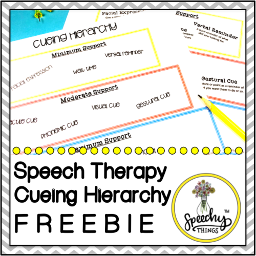 cover for speech therapy cueing hierarchy freebie for speech and language